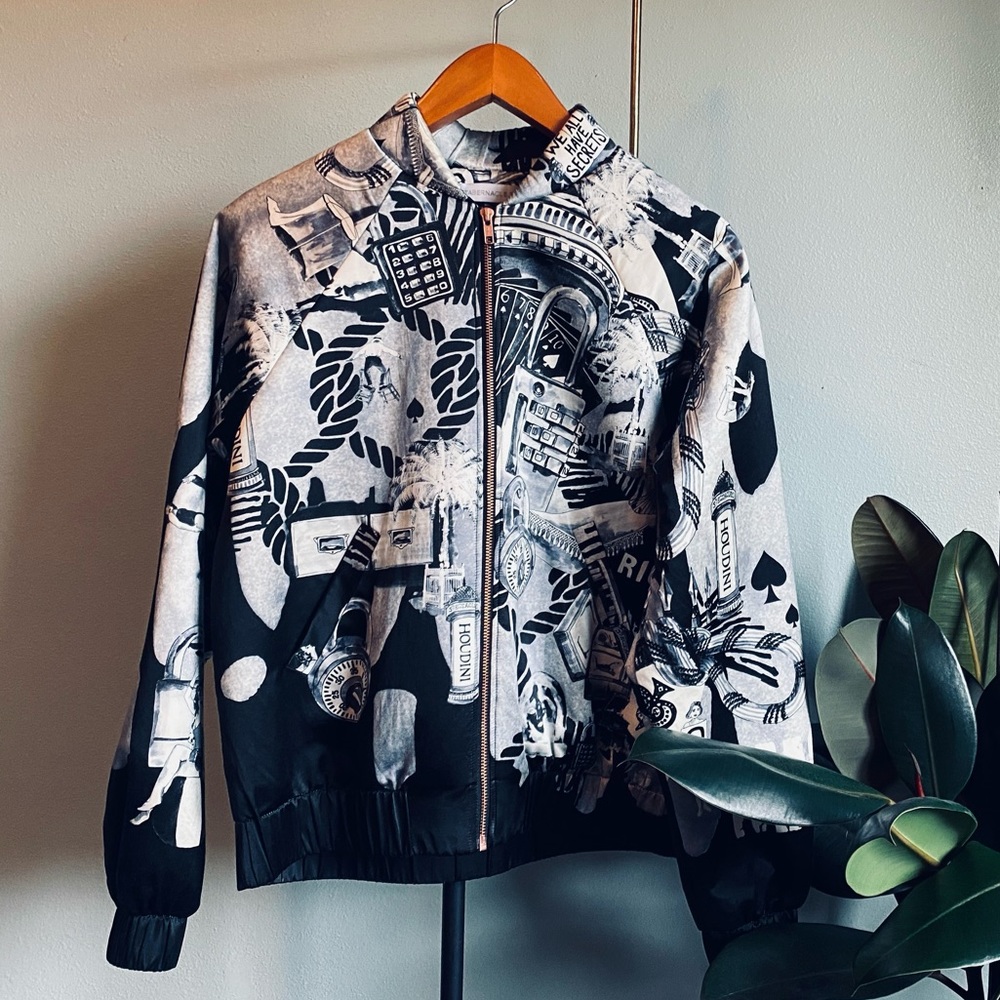 Hand painted silk bomber